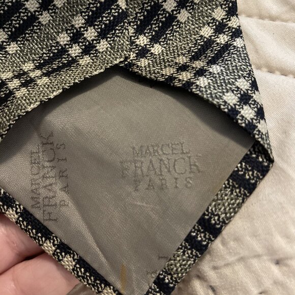 Vintage Black And‎ White Plaid Marcel Franck Paris 100% Silk  Necktie Old Money - Picture 8 of 10
